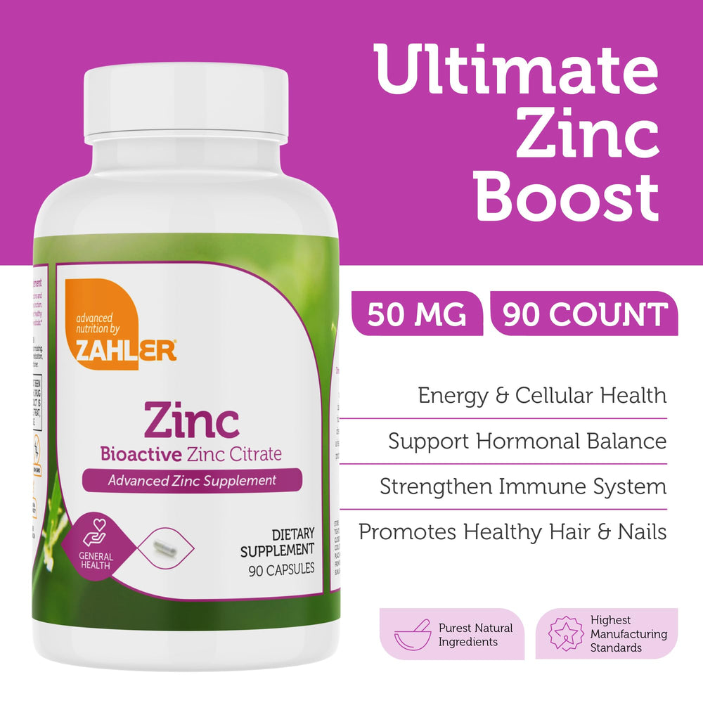 Bioactive zinc citrate 50mg per capsule