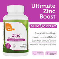 Bioactive zinc citrate 50mg per capsule