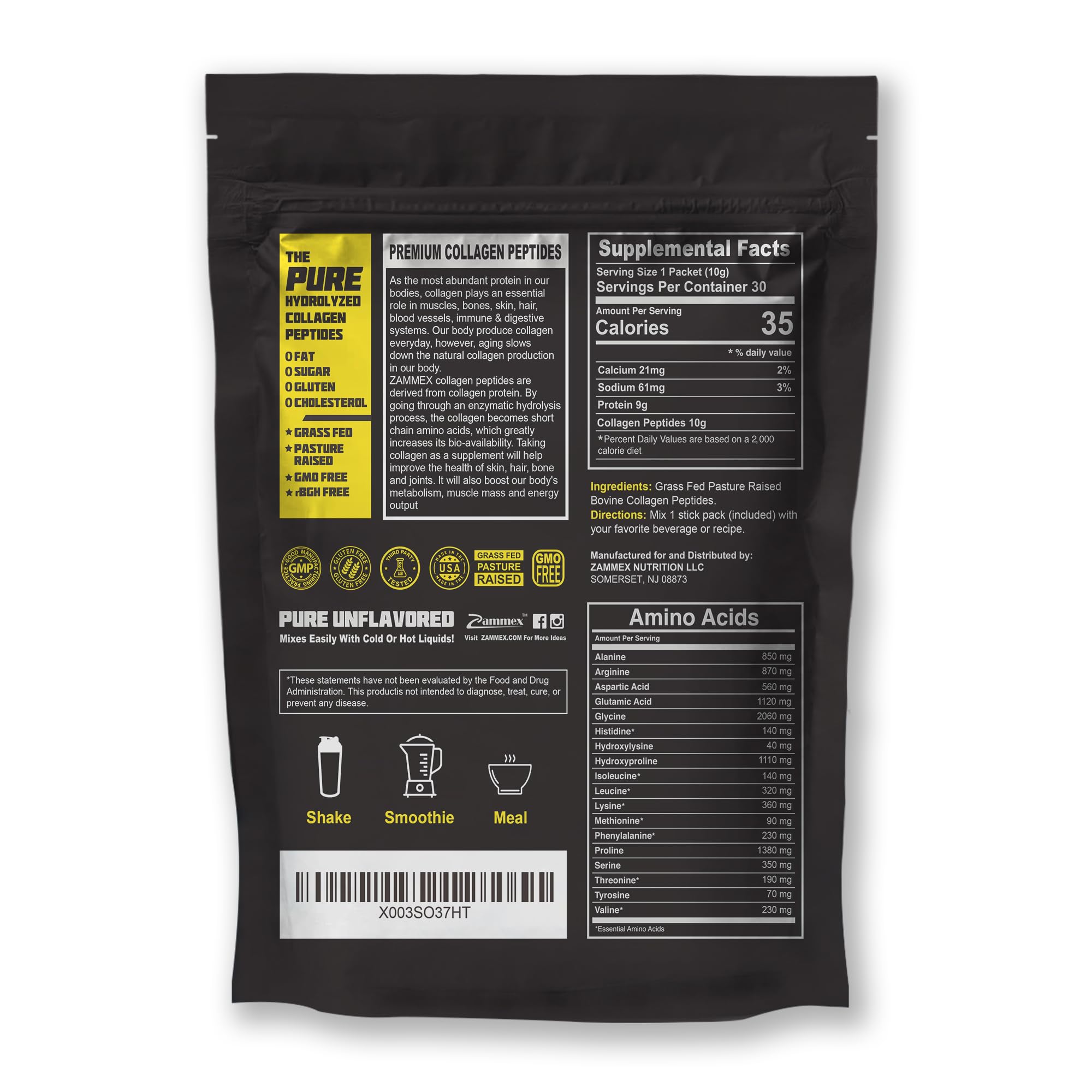 Zammex collagen travel pack packaging and seal