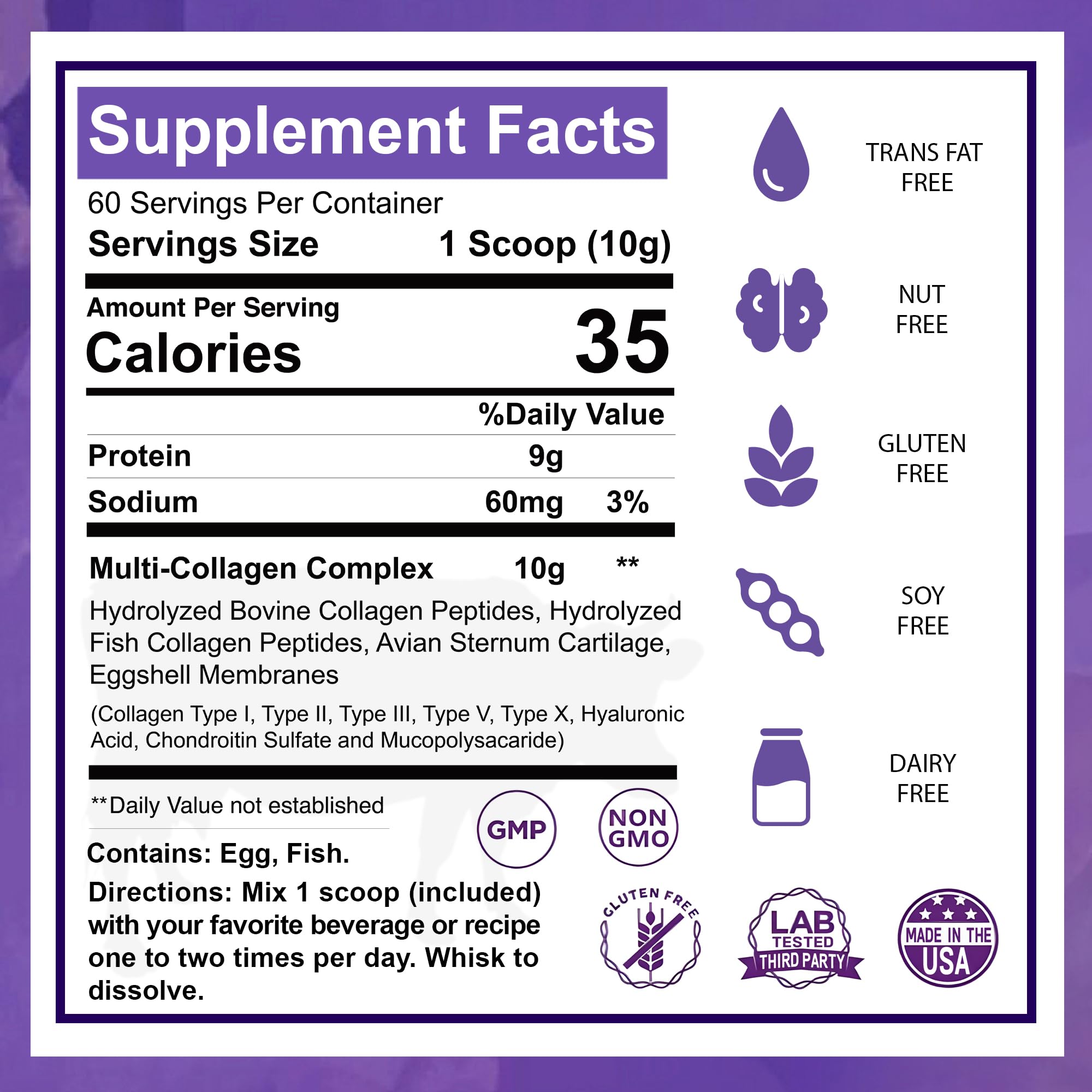 Close-up of the Zammex label on the Multi Collagen Powder