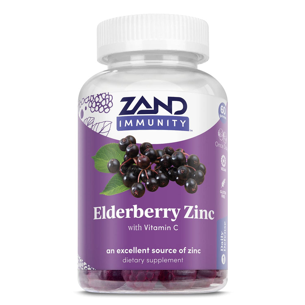 ZAND Elderberry Zinc Immunity Gummies bottle packaging 60 count