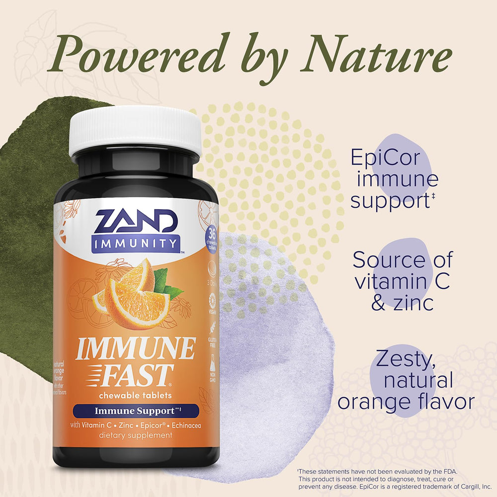 Vitamin C 1000 mg, zinc, and echinacea listed on Immune Fast label