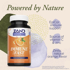 Vitamin C 1000 mg, zinc, and echinacea listed on Immune Fast label