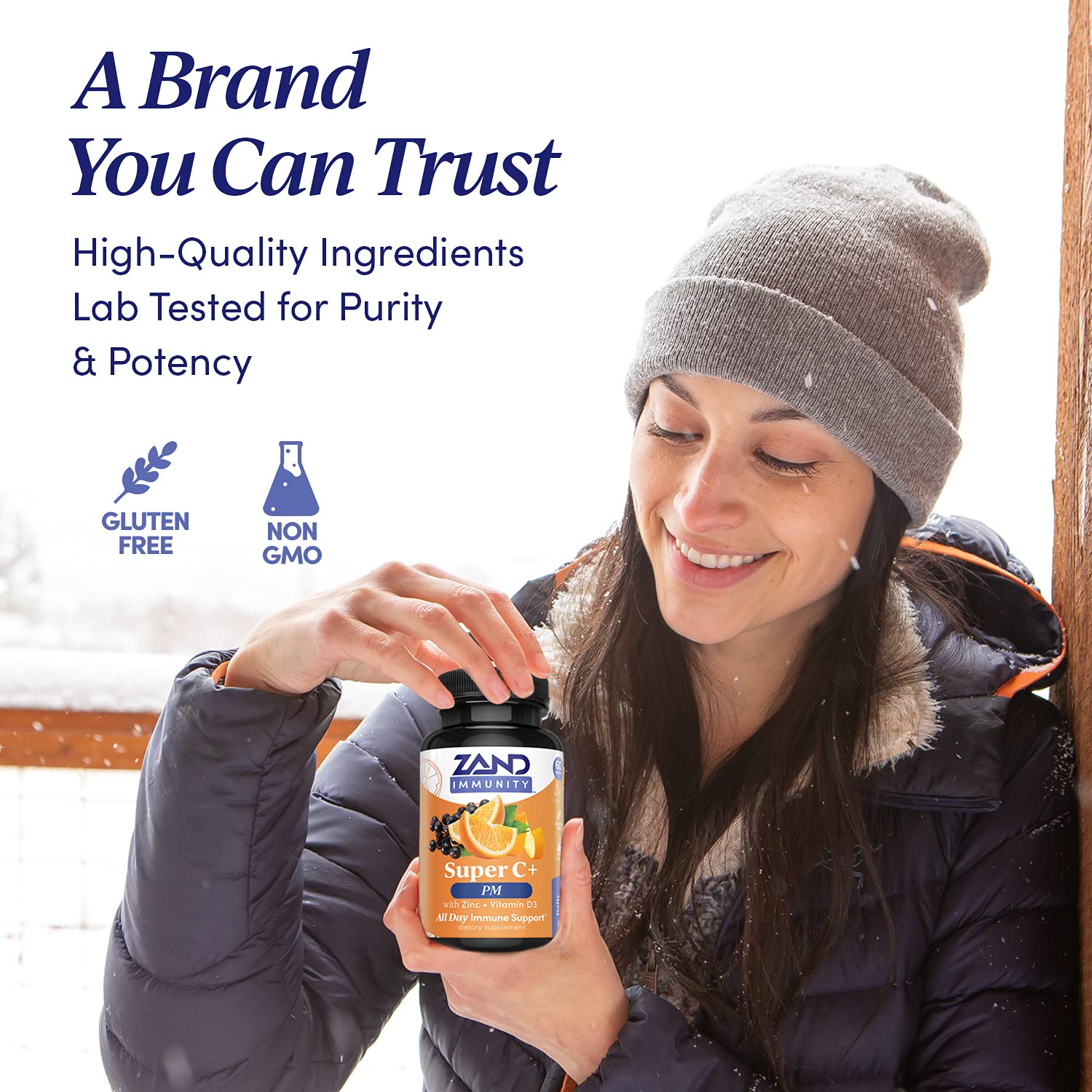 Melatonin 3 mg nighttime support in Zand Immunity Super C+ PM