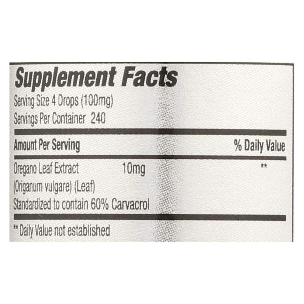 Close-up of oregano oil immune support formula ingredients and 60% carvacrol