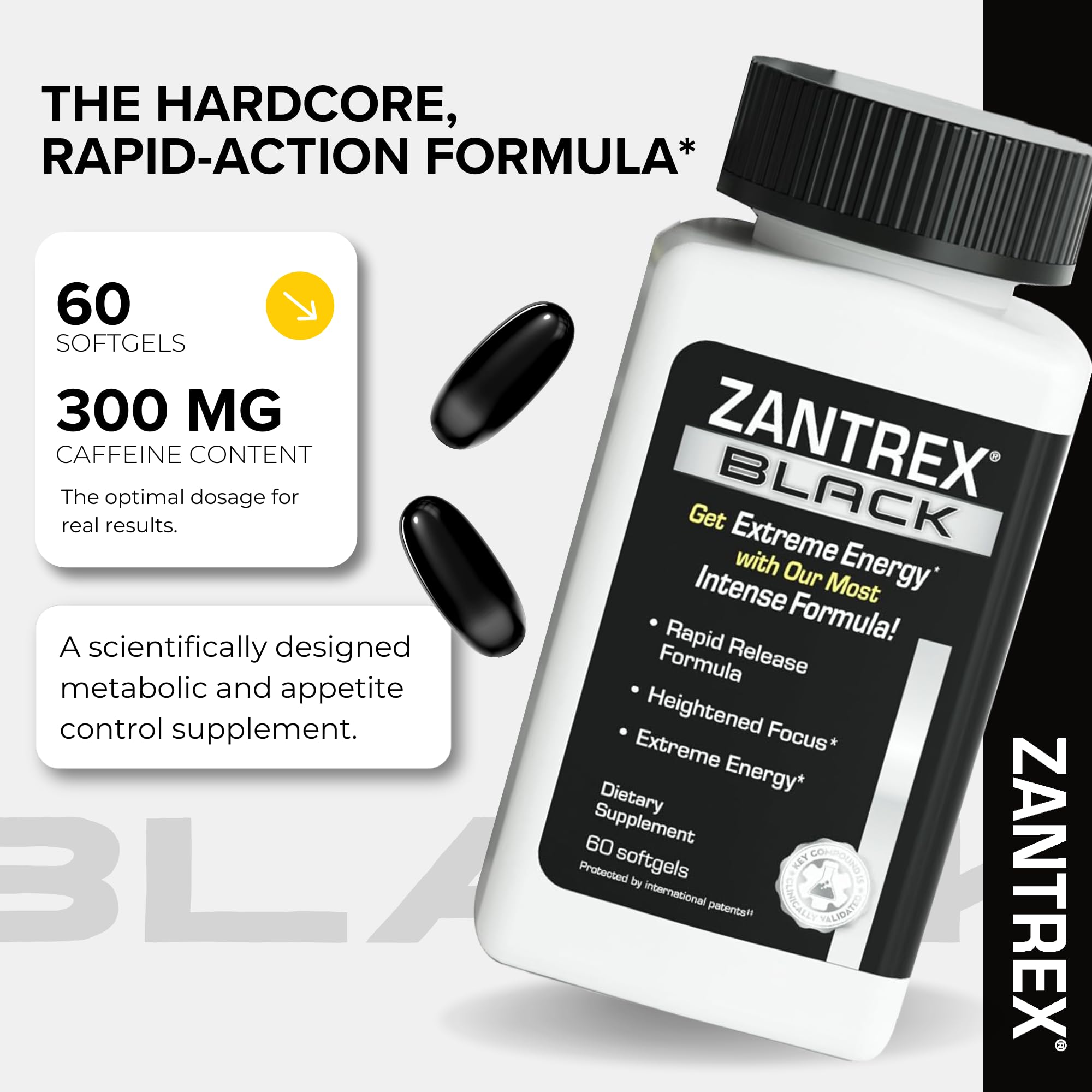 Back label of Zantrex Black bottle with supplement facts