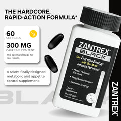 Back label of Zantrex Black bottle with supplement facts