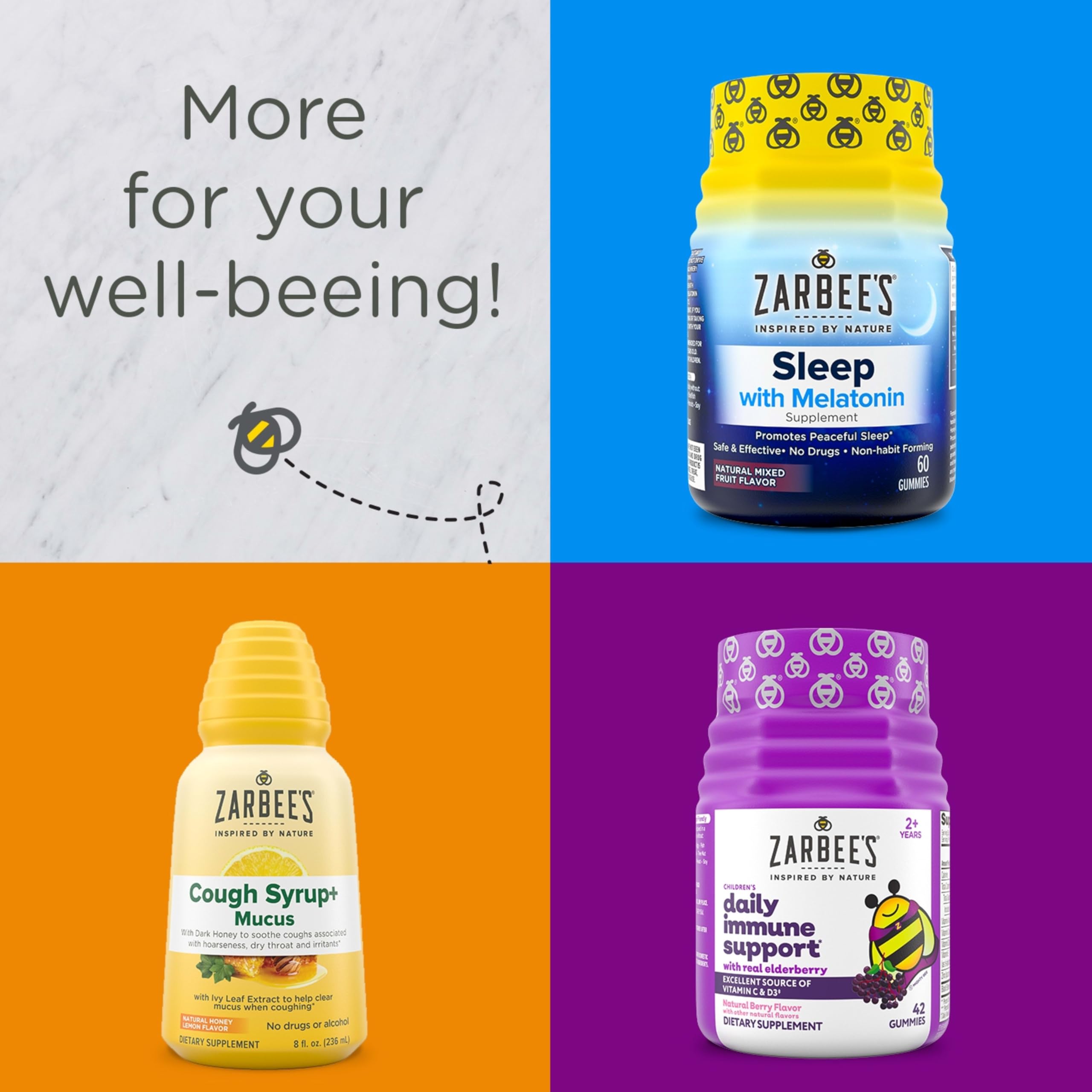 Vitamin C and zinc highlighted on Zarbee's packaging