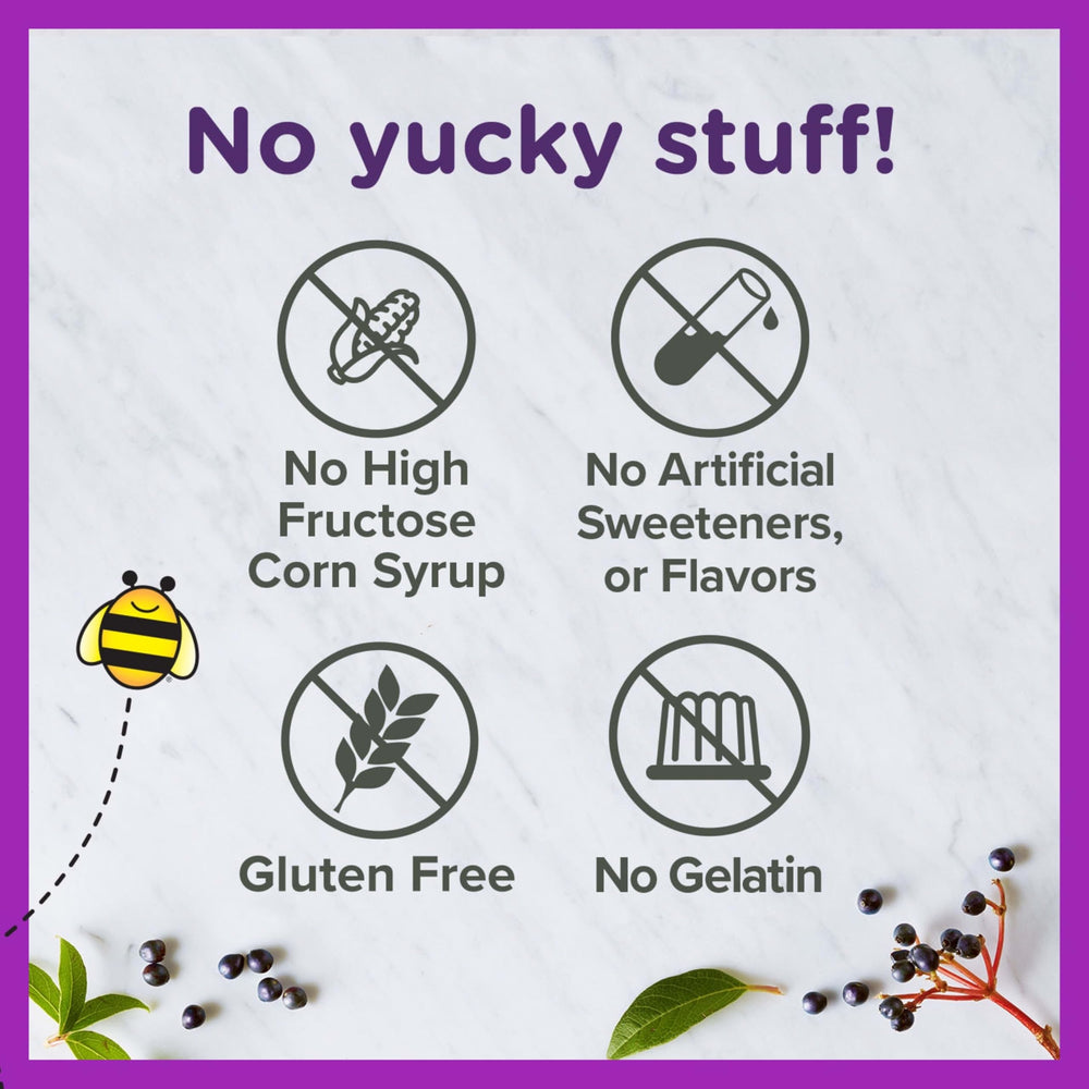 Pour from Zarbee’s Elderberry Gummies bottle supports easy daily routine.