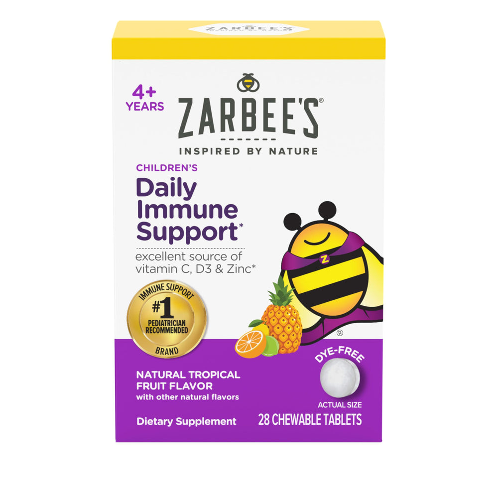 Front view of Zarbee's Kids Immune Support chewable tablets