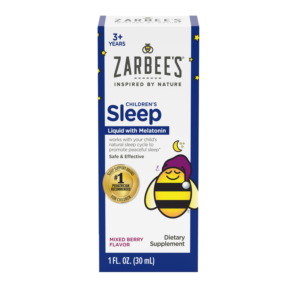 Zarbee's Kids Melatonin Liquid bottle with berry flavor, 1 mg per serving
