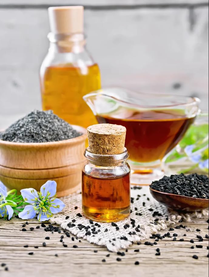 Thymoquinone and essential fatty acids emphasis on bottle