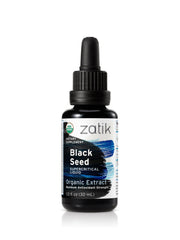 Bottle of Zatik Naturals Organic Black Seed Full Spectrum Extract in UV glass