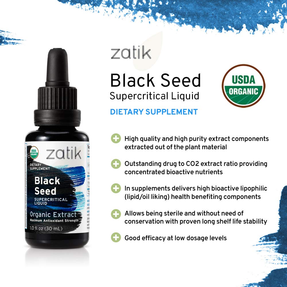 Close-up of Organic Black Seed extract label highlighting Nigella sativa
