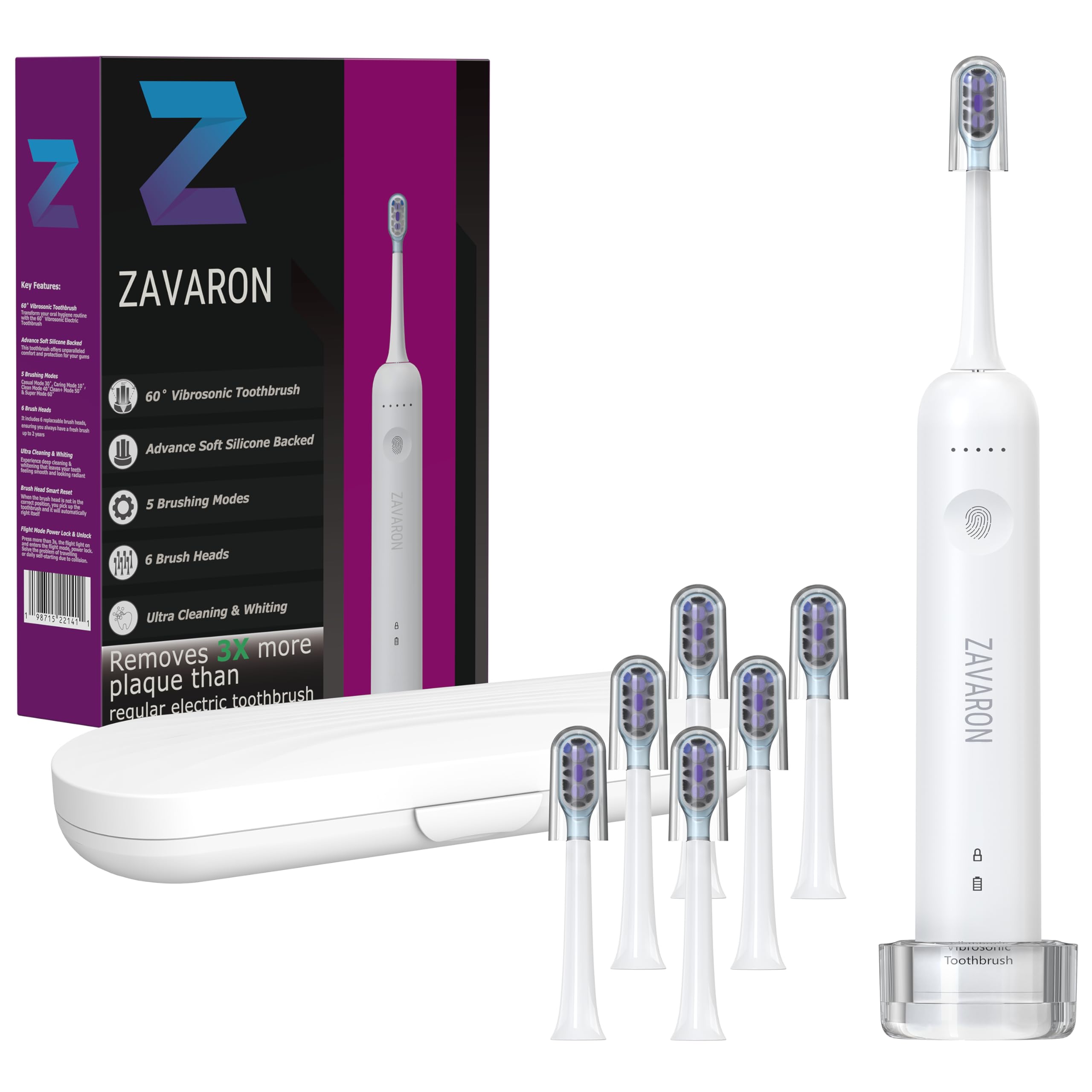 ZAVARON Sonic Electric Toothbrush handle with charging base