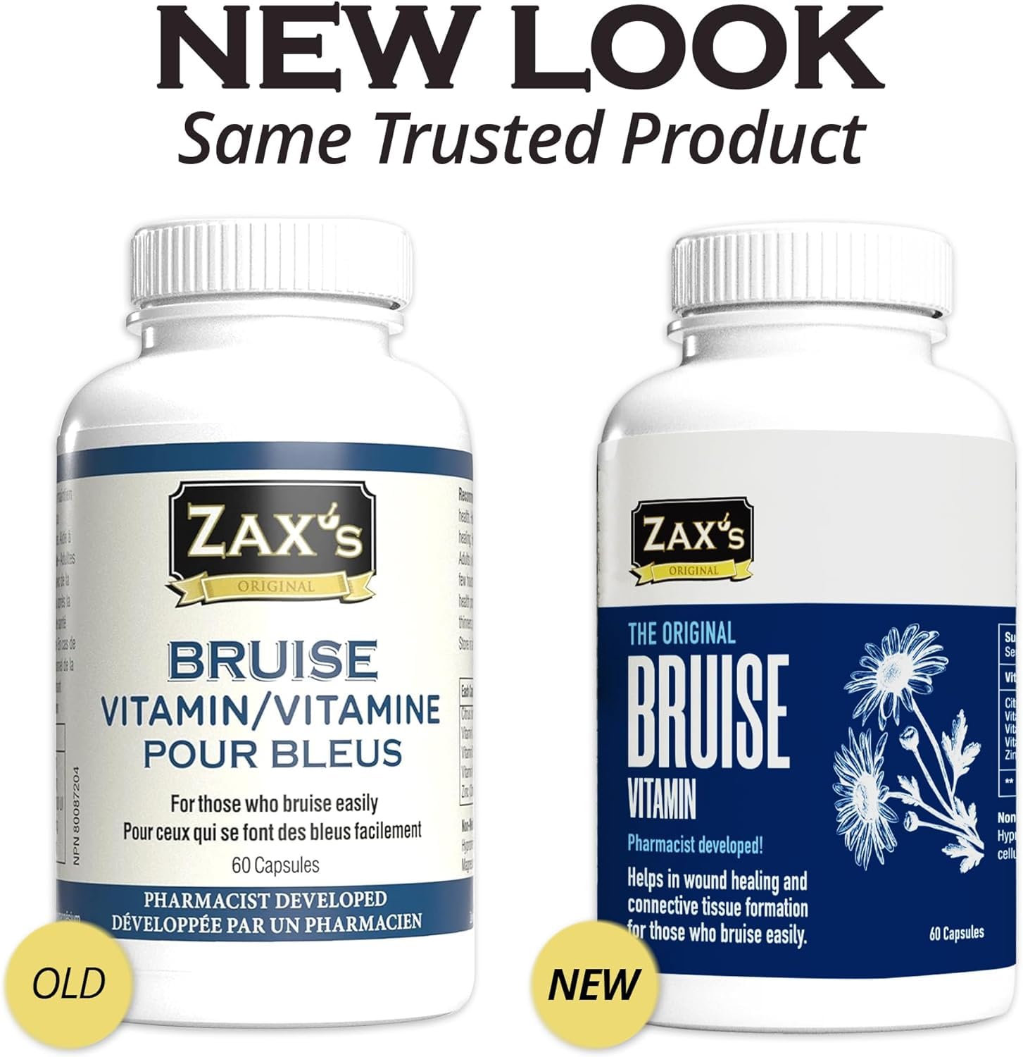 ZAX'S Bruise Vitamin packaging display
