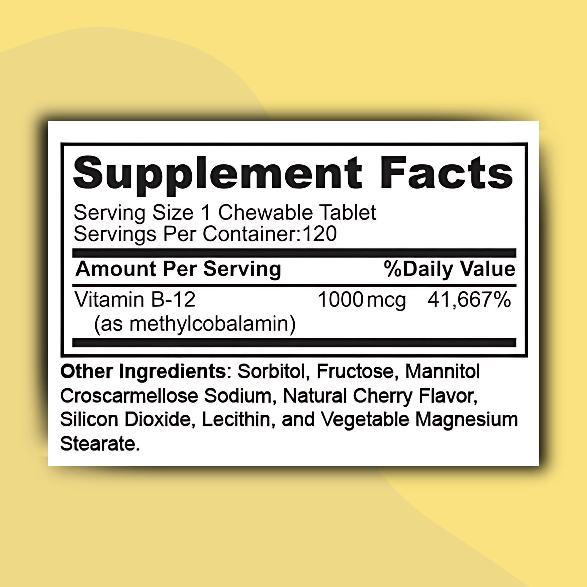 Cherry-flavored Vitamin B12 chewable tablets close-up