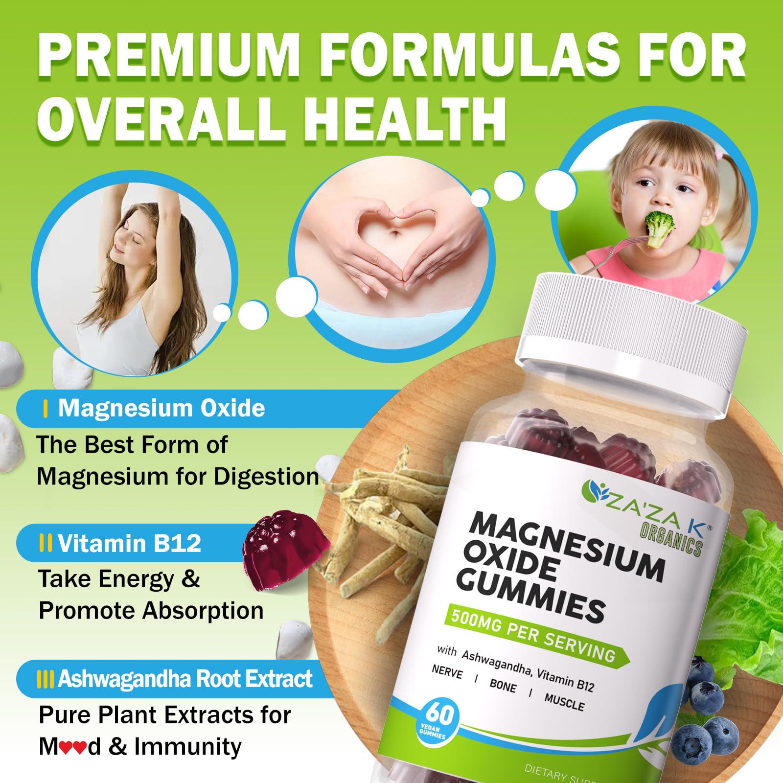 ZA'ZA K ORGANICS gummies containing ashwagandha and vitamin B12