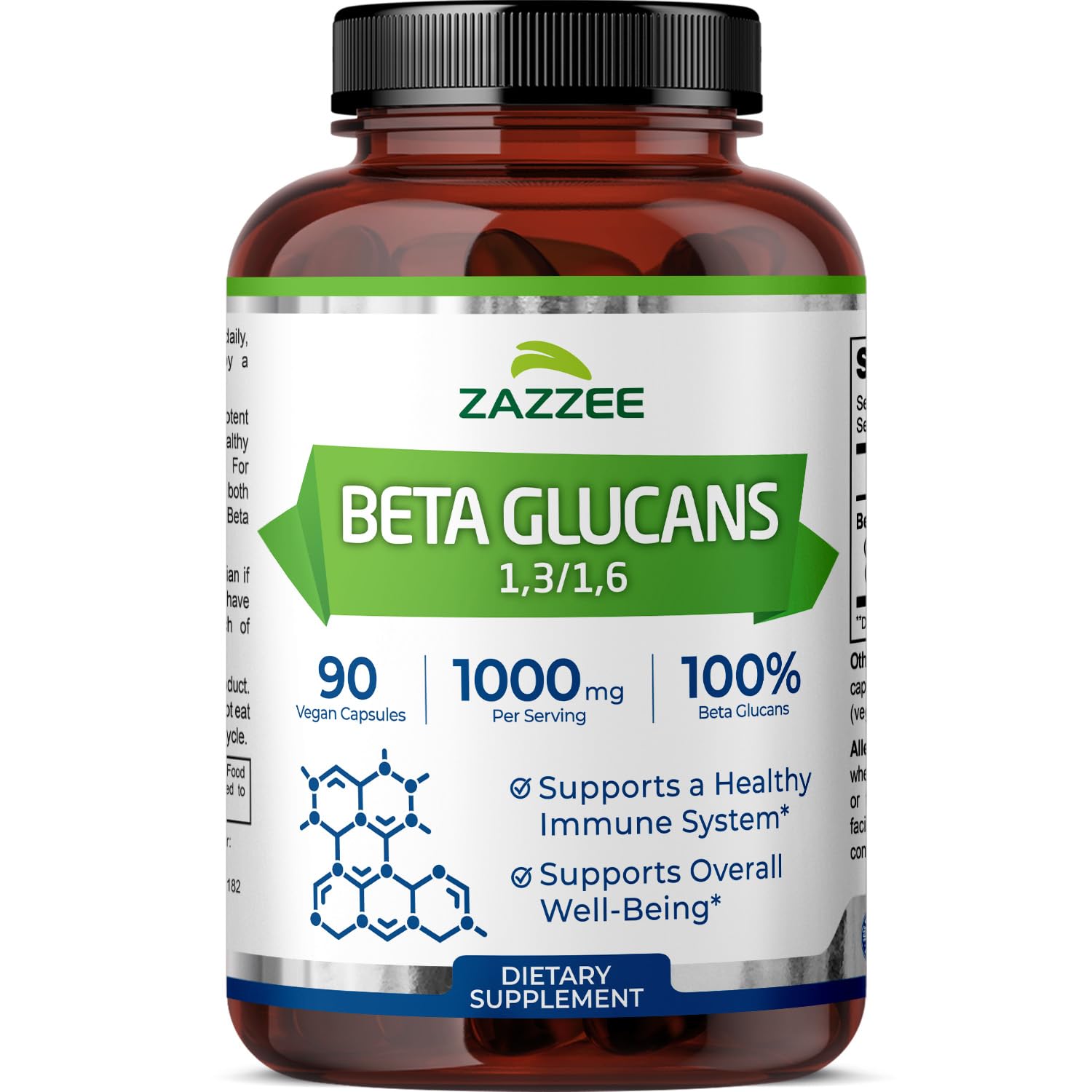 Zazzee Extra Strength Beta Glucans bottle – 90 vegan capsules
