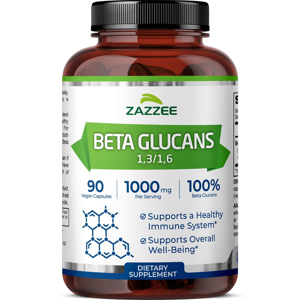 Zazzee Extra Strength Beta Glucans bottle – 90 vegan capsules
