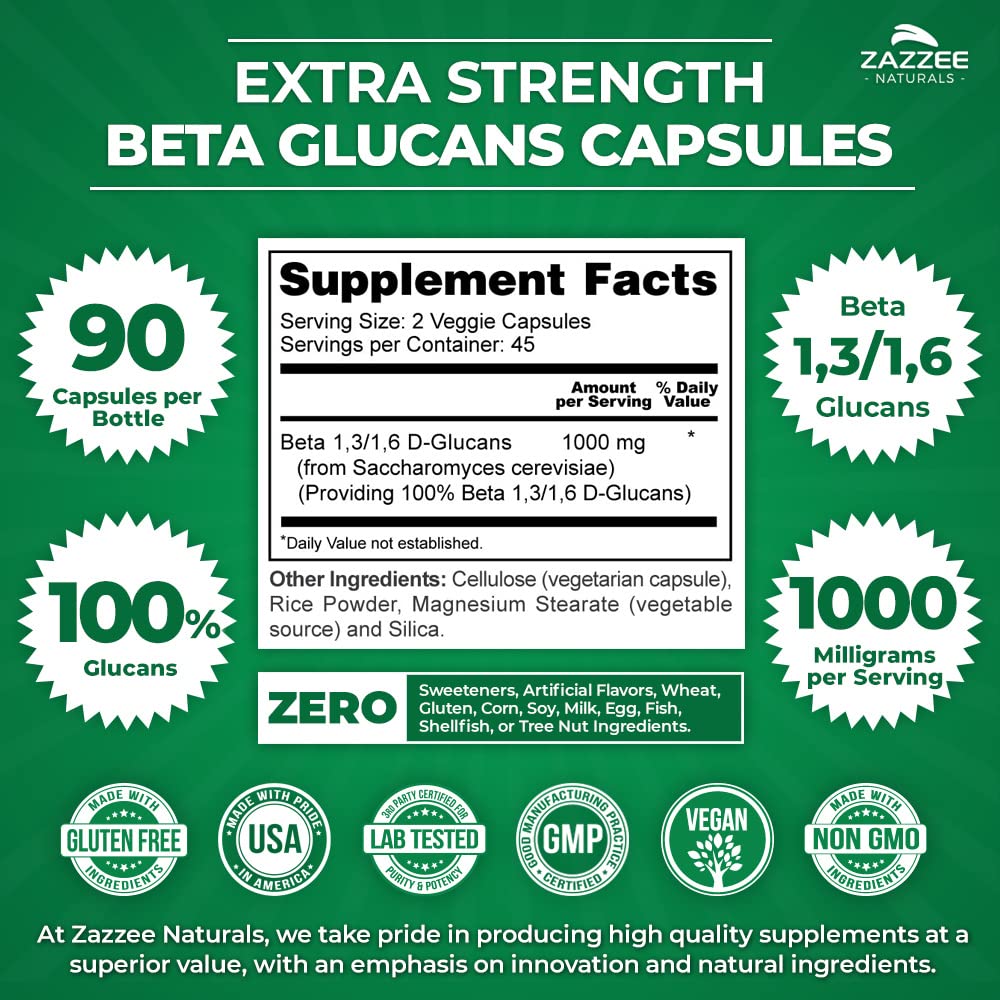 Label highlighting 100% Beta Glucans and 1,3/1,6 linkages
