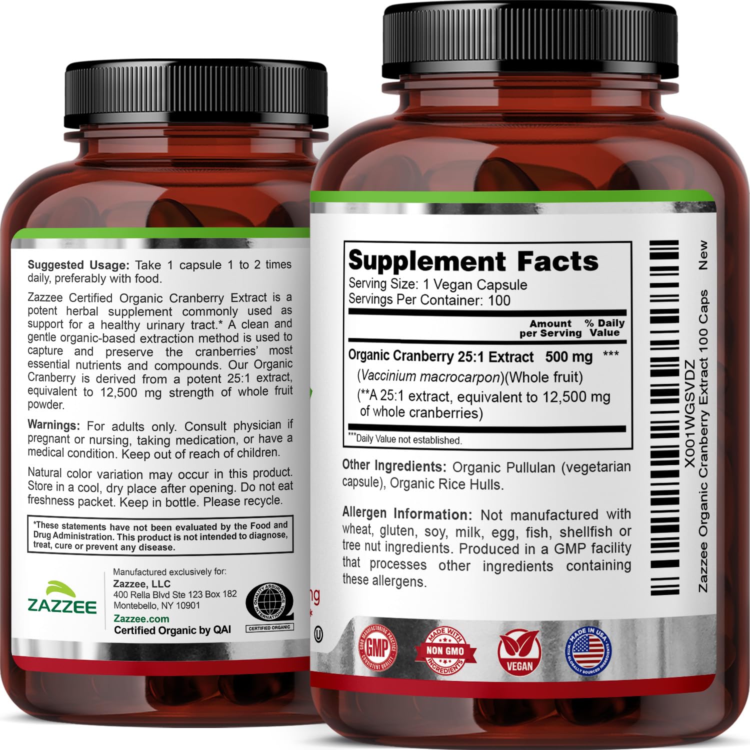 Over 3-month supply bottle of cranberry extract capsules