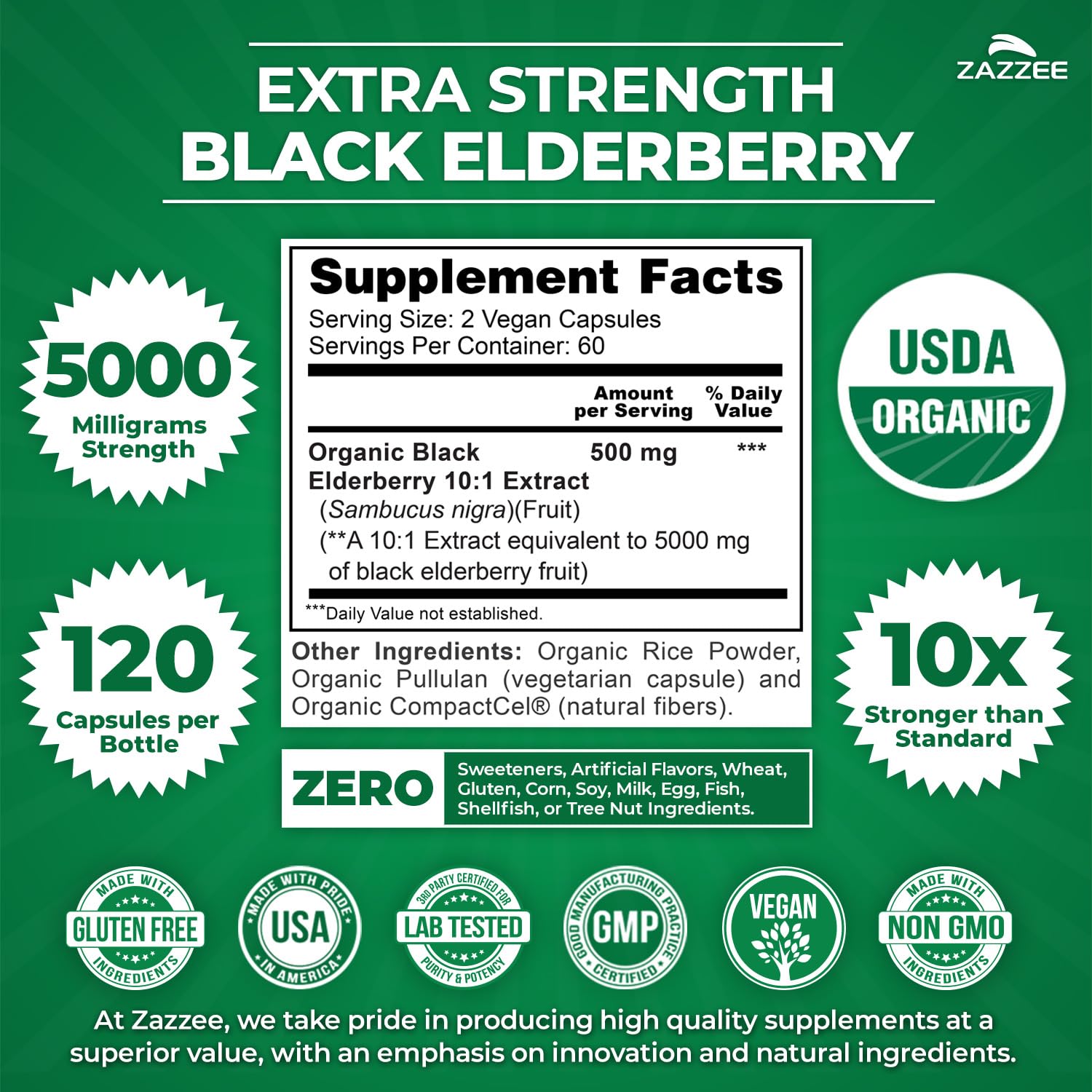 Organic elderberry ingredients and label