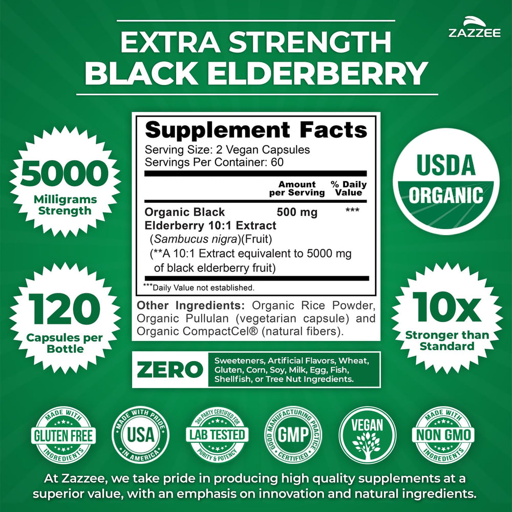 Organic elderberry ingredients and label