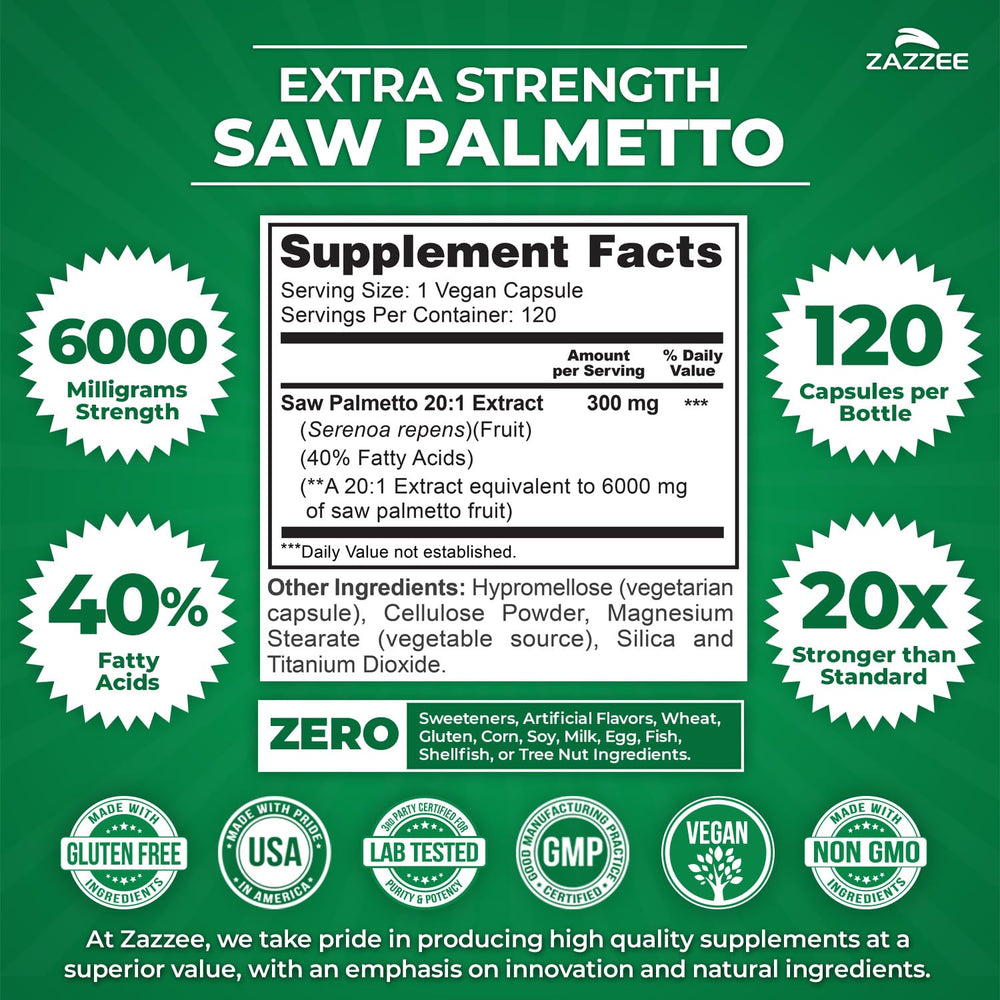 Extra strength Saw Palmetto 20:1 extract labeling
