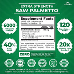 Extra strength Saw Palmetto 20:1 extract labeling