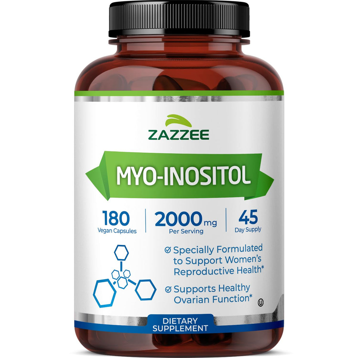 Zazzee front packaging showing product name and capsule count benefits