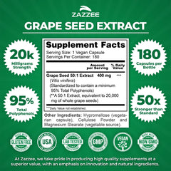 Zazzee Grape Seed 50:1 Extract bottle labeled Made in USA