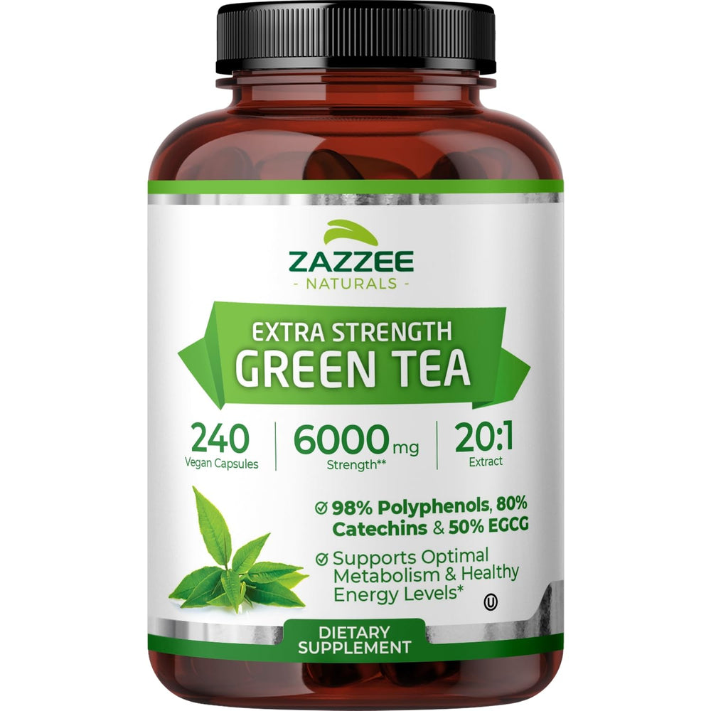 Bottle of Zazzee Extra Strength Green Tea Extract 6000 mg