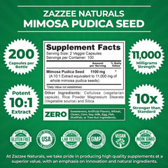 Close-up of Mimosa Pudica Seed Extract 10:1 label