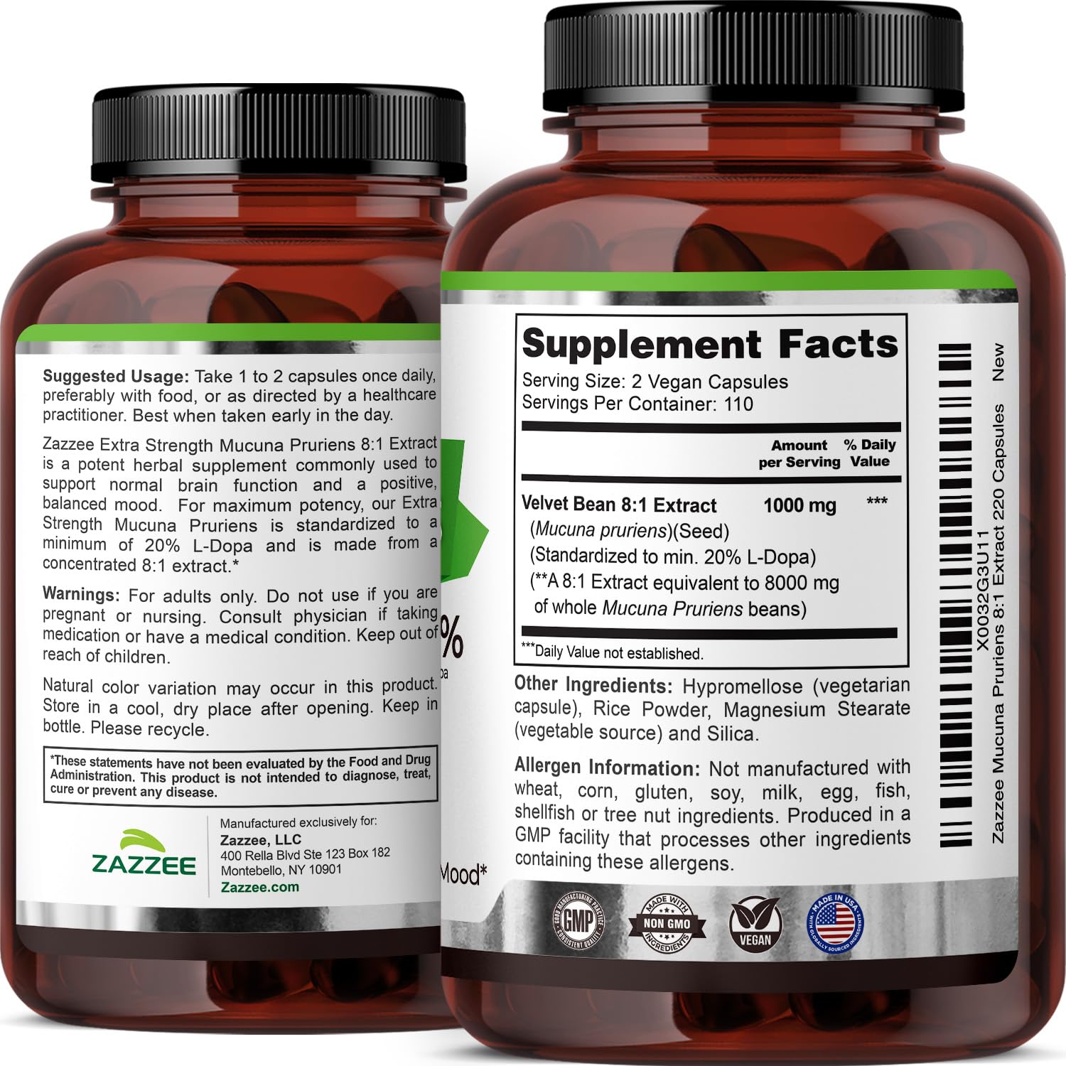 Close-up of L-Dopa percentage on label