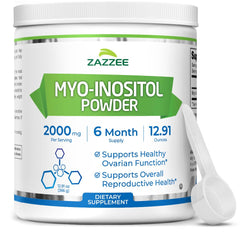 Front view of Zazzee Myo-Inositol Powder container