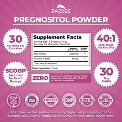 Zazzee scoop with powder highlighting accurate single‑serving convenience