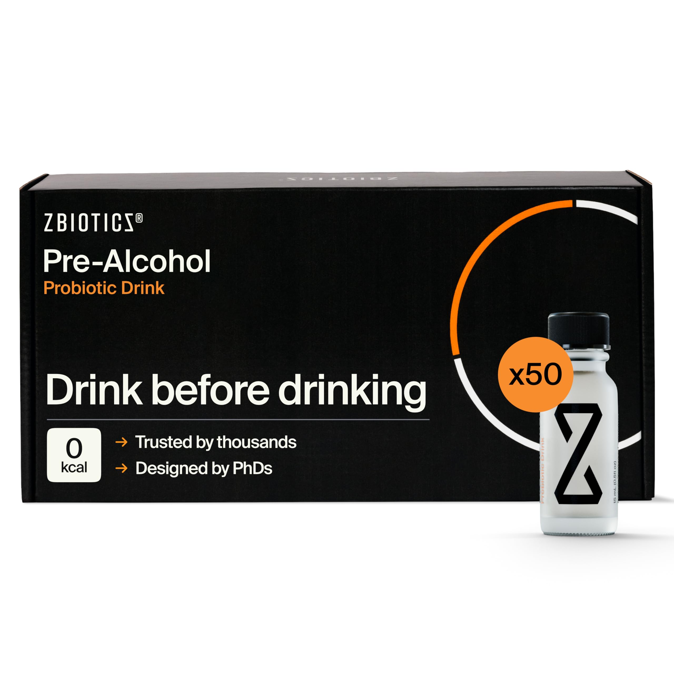 ZBiotics bottle-front view, convenient option for smoother mornings after a night out.