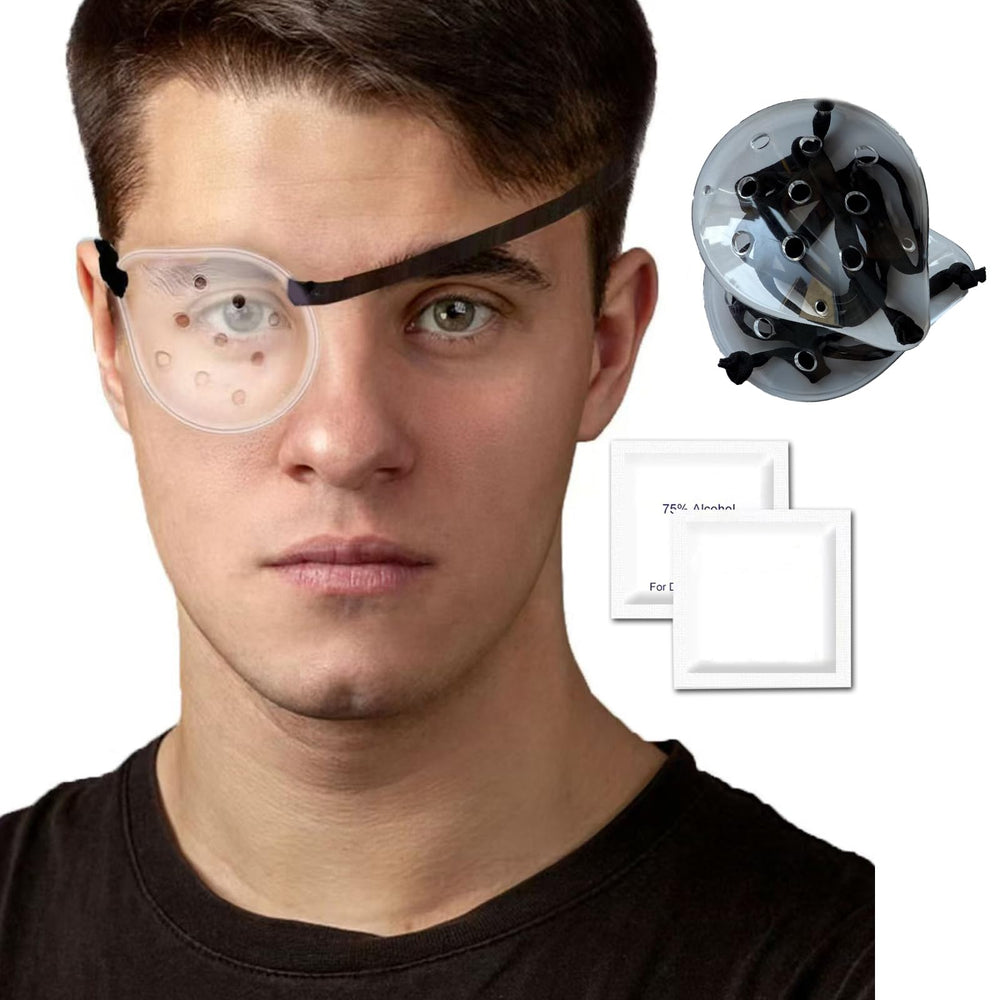 Soft silicone buckle on the eye shield strap
