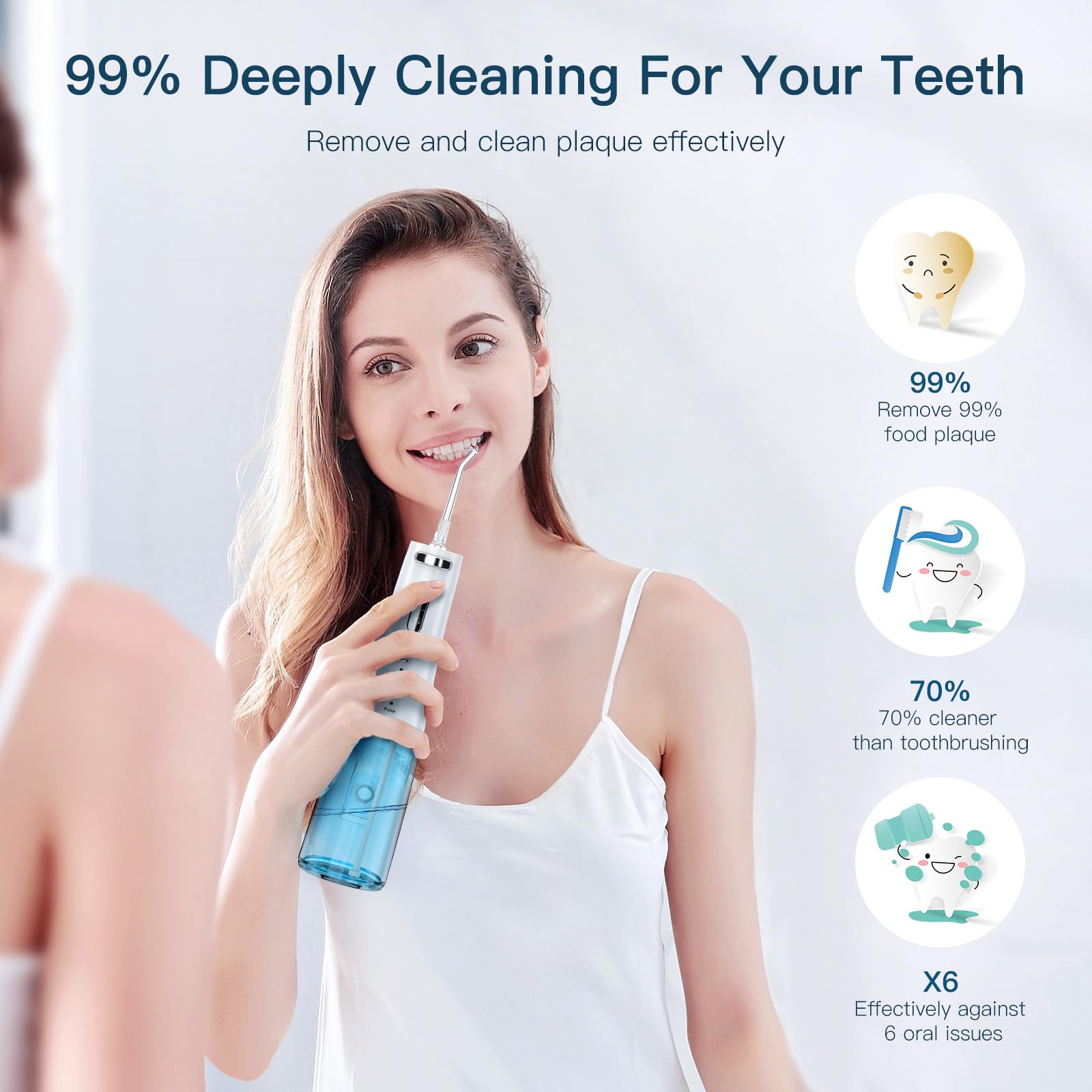 360-degree rotatable nozzle for easy flossing