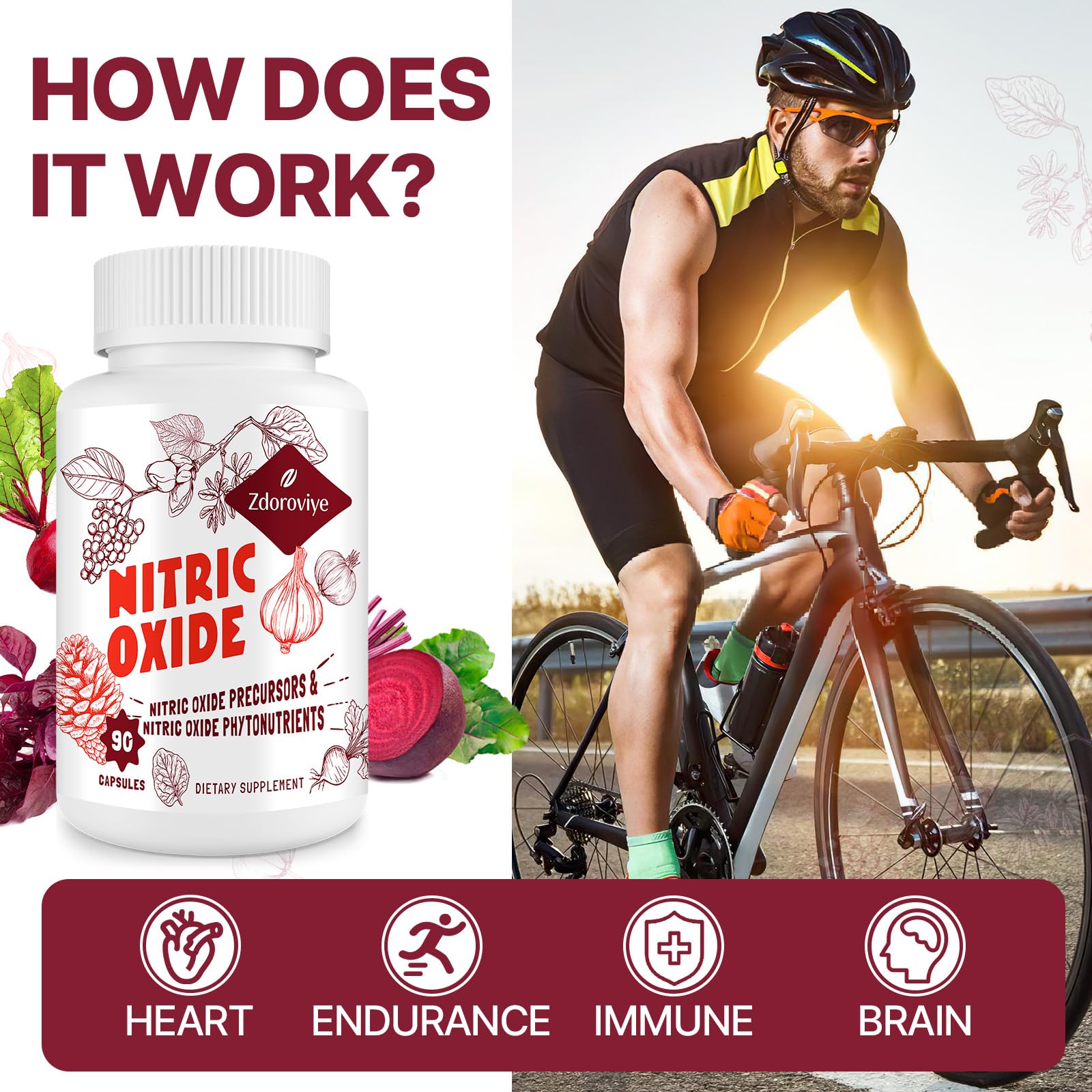 Zdoroviye nitric oxide supplement bottle back label showing ingredient transparency