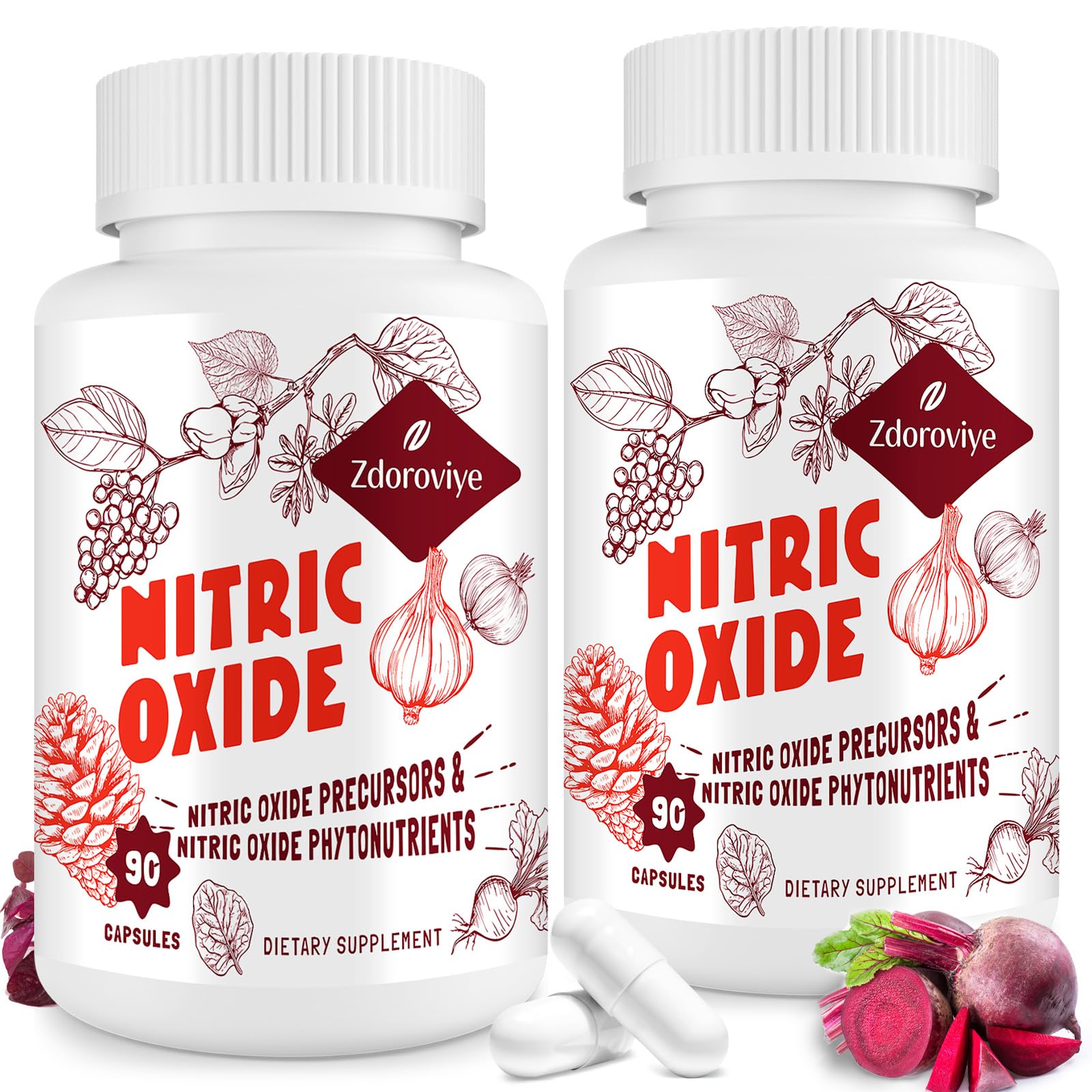 Zdoroviye Nitric Oxide supplement bottle front view for daily energy support.