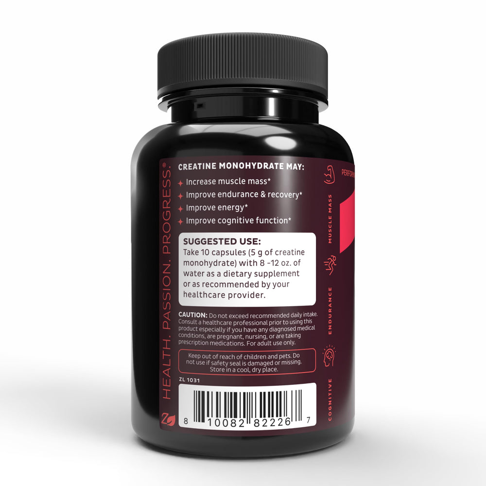 Nutritional facts label for Zeal Creatine Monohydrate Unflavored