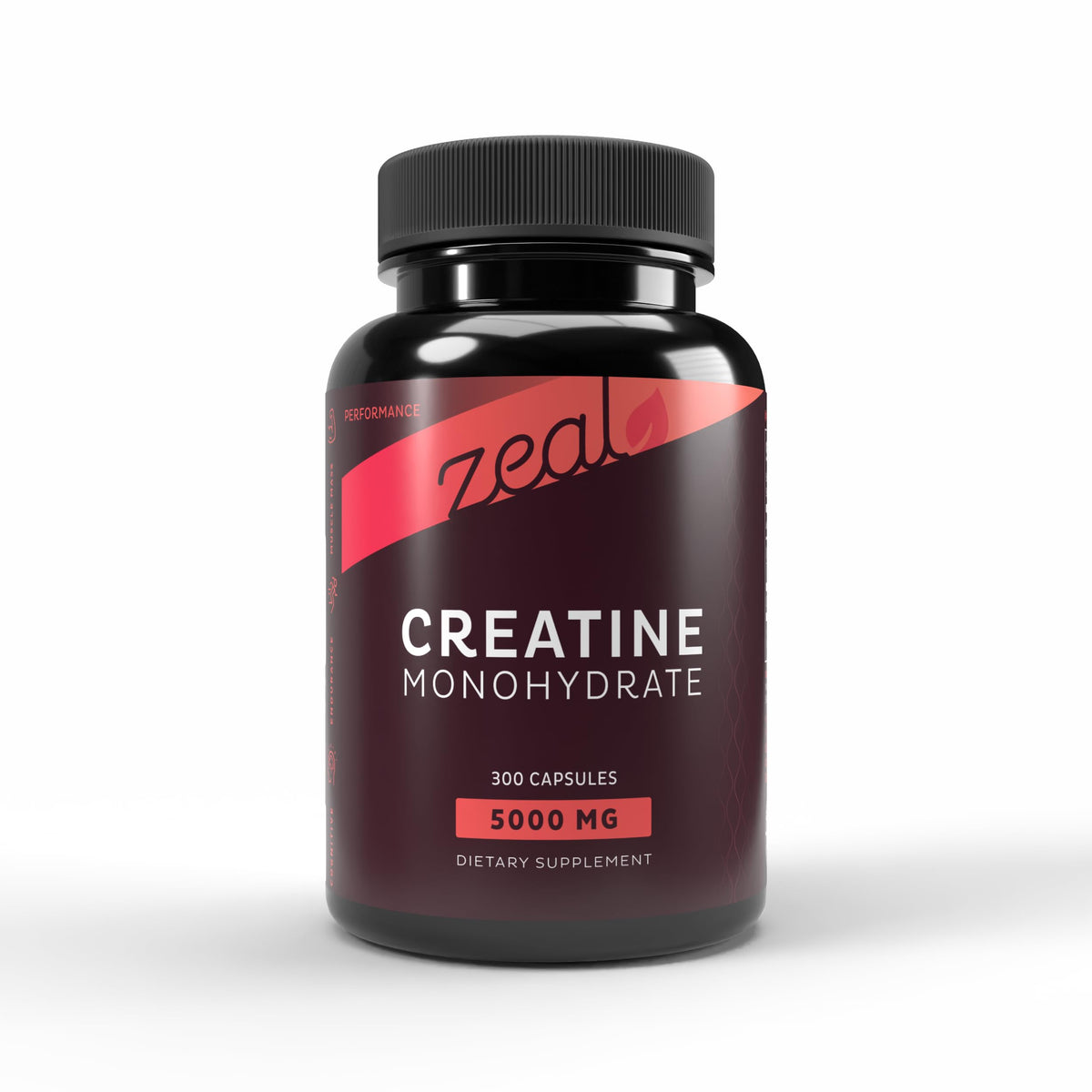 Front view of Zeal Creatine Monohydrate 300 Capsules Unflavored bottle
