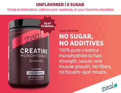 Creatine Monohydrate Unflavored powder jar with scoop