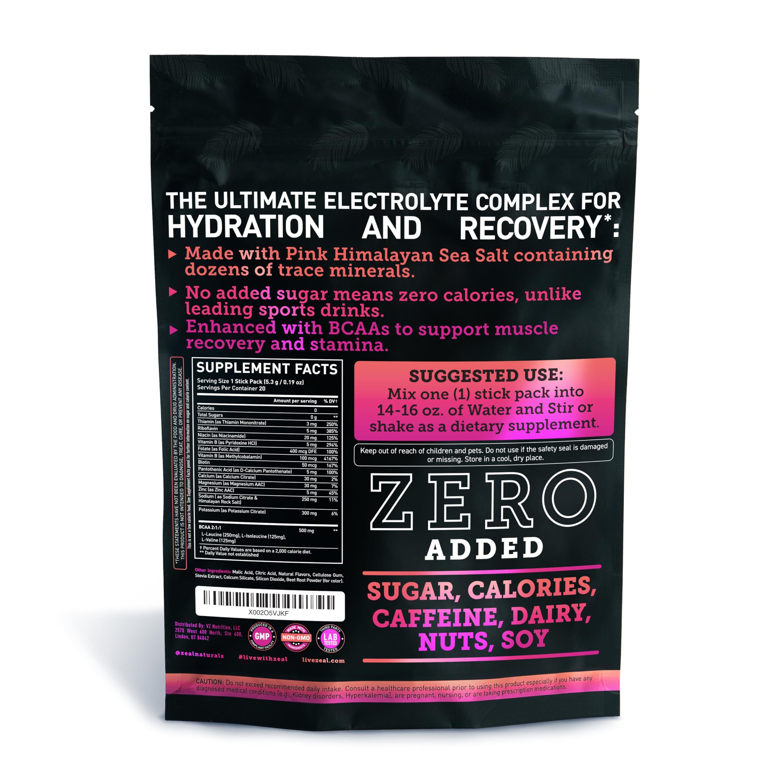 Zeal Naturals electrolyte stick pour shot raspberry guava for quick hydration