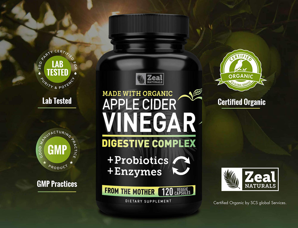 Zeal Naturals GMP-lab-tested facility badge or description.