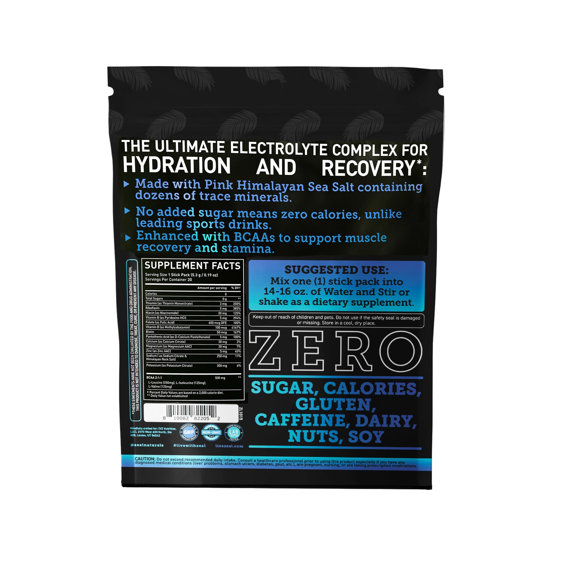Zeal Naturals pink Himalayan salt crystal close-up emphasizes mineral-rich hydration support.