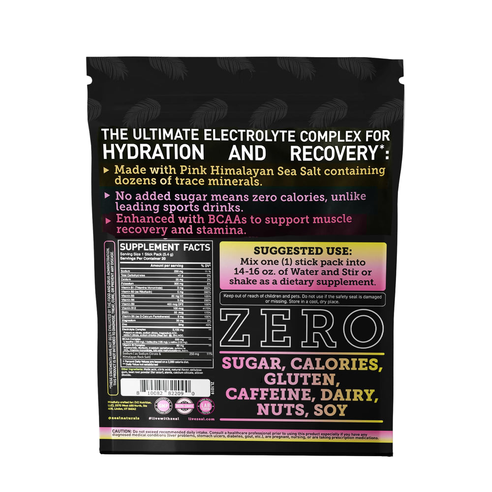 Zeal Naturals pink Himalayan salt minerals scene highlights natural electrolyte minerals.