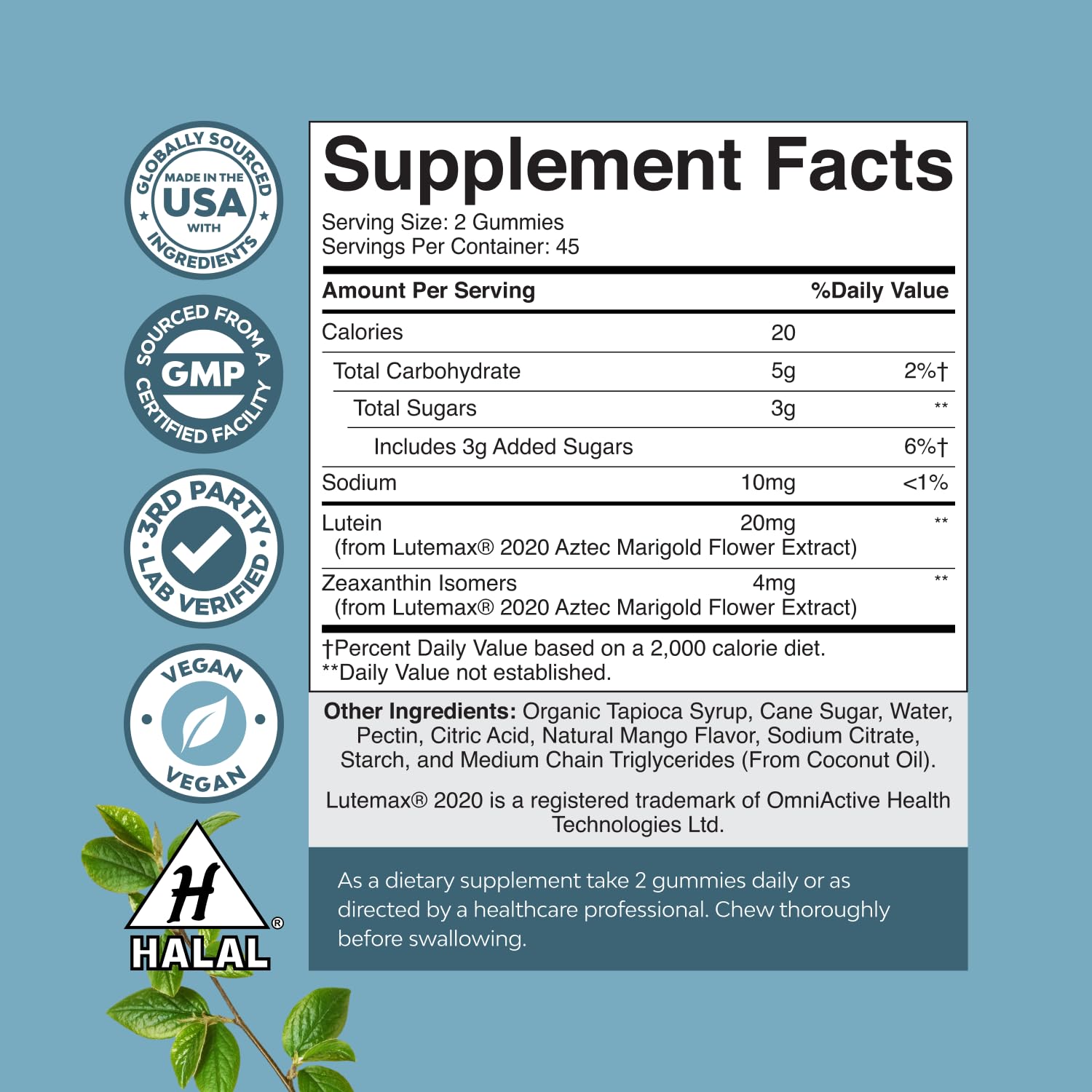 Packaging box for Zeaxanthin Plus Lutein Gummies